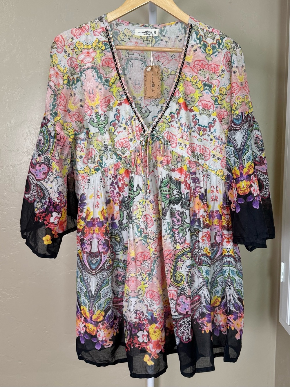 NATURAL LIFE Isabella Pink Floral Paisley Mini Dress Medium NWT - Picture 5 of 12
